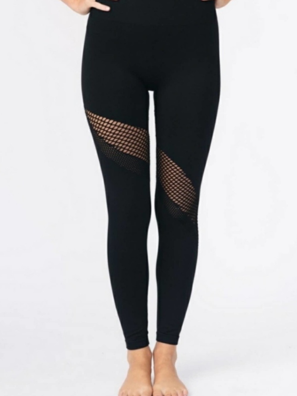 Zyia Active Cutaway Seamless Solid Black Perforated Leggings Size Woman's XL